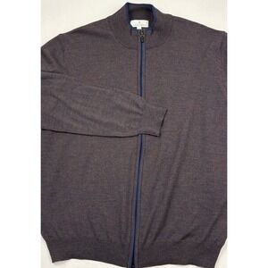 Toscano Firenze 100% Merino Wool Brown/Blue Ombre Yarn Cardigan Sweater XL Italy